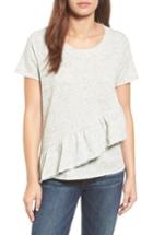 Women's Caslon Asymmetrical Ruffle Short Sleeve Sweatshirt - Grey