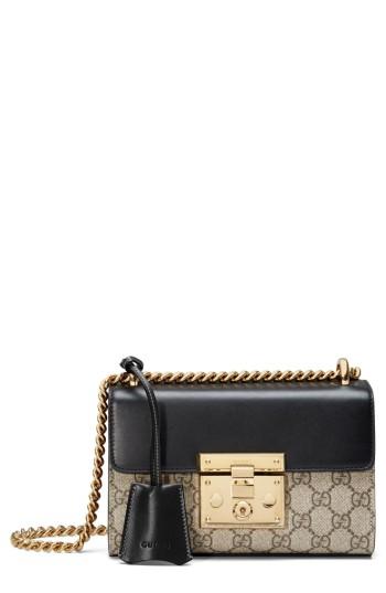 Gucci Small Padlock Gg Supreme Canvas & Leather Shoulder Bag - Beige
