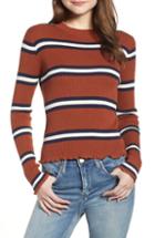 Women's Bp. Ribbed Lettuce Edge Stripe Sweater, Size - Metallic