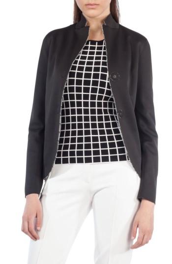 Women's Akris Punto Grid Print Reversible Blazer - Black