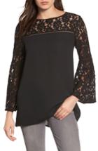 Women's Halogen Lace Bell Sleeve Top - Black