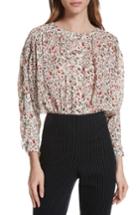 Women's Frame Floral Print Silk Blouse - Ivory