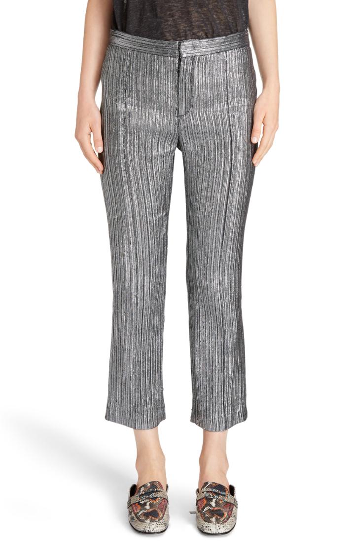Women's Isabel Marant Dansley Party Time Lame Crop Pants Us / 42 Fr - Metallic