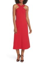 Women's Maggy London Cross Neck Crepe Midi Dress (similar To 16w) - Red