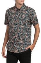 Men's Rvca Barrow Short Sleeve Woven Shirt - Brown