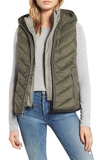 Women's Marc New York Hooded Puffer Vest - Green