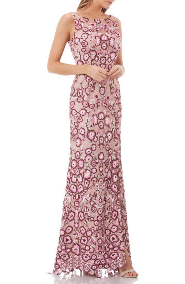 Women's Js Collections Sleeveless Embroidered Gown