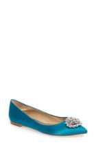 Women's Badgley Mischka 'davis' Crystal Embellished Pointy Toe Flat M - Blue