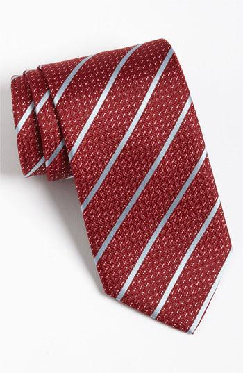 Yves Saint Laurent Stripe Silk Woven Tie Red/