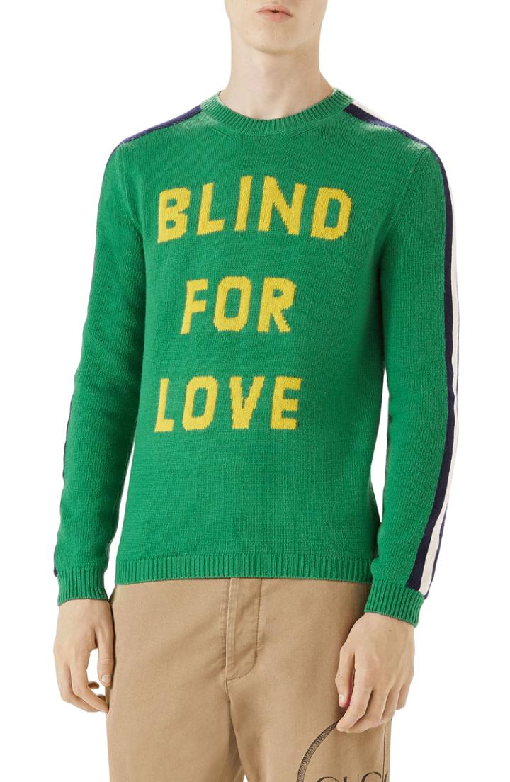 Men's Gucci Blind For Love Snake Wool Crewneck Sweater