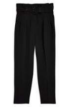 Women's Topshop Ayla Belted Eyelet Trouser Us (fits Like 0) - Black