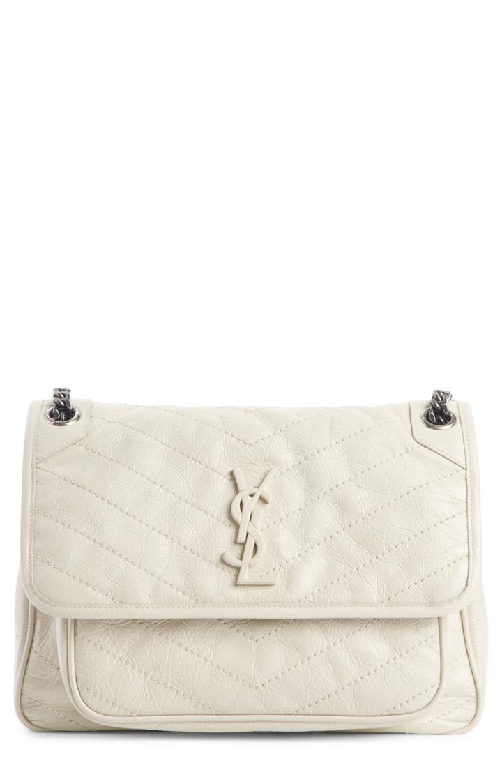 Saint Laurent Medium Niki Leather Shoulder Bag - White