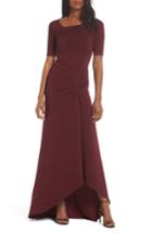 Women's Tadashi Shoji Pintuck Pleat Jersey Gown - Burgundy