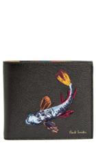 Men's Paul Smith Embroidered Fish Leather Wallet - Black