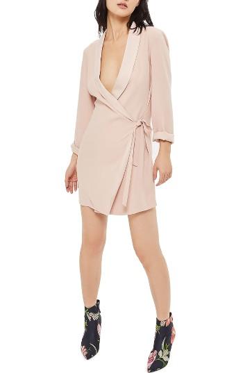 Women's Topshop Wrap Blazer Dress Us (fits Like 0-2) - Pink