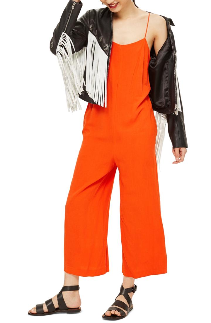 Women's Topshop Molly Square Neck Slouch Jumpsuit Us (fits Like 0-2) - Red