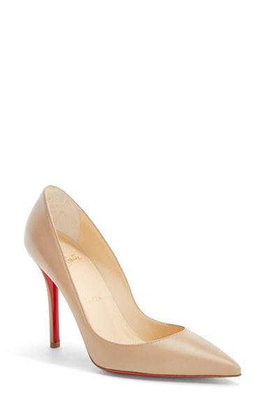 Women's Christian Louboutin 'apostrophy' Pointy Toe Pump Us / 35eu - Beige