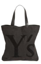 Y's By Yohji Yamamoto Embroidered Canvas Tote Bag - Black