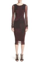 Women's Fuzzi Long Sleeve Tulle Midi Dress - Burgundy