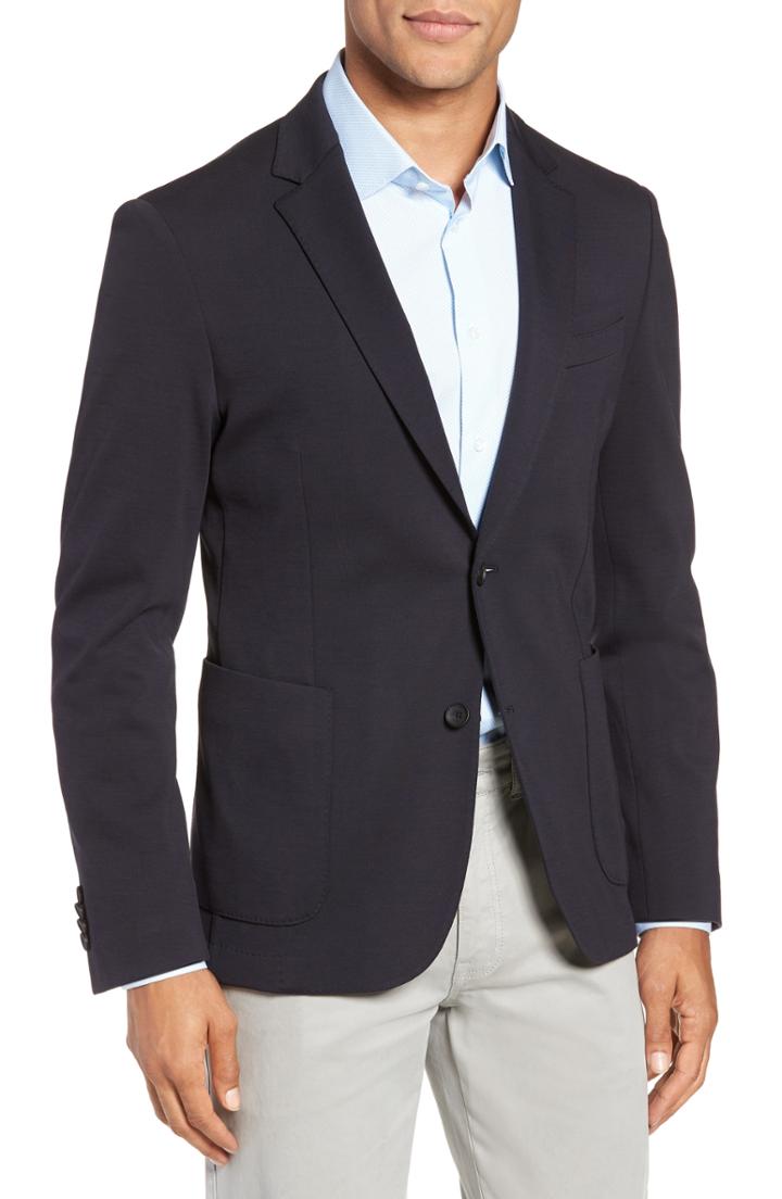 Men's Boss Nold Trim Fit Stretch Wool Blend Sport Coat R - Blue