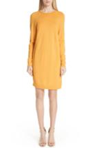 Women's St. John Collection Jersey Knit & Stretch Silk Sweater Dress - Yellow