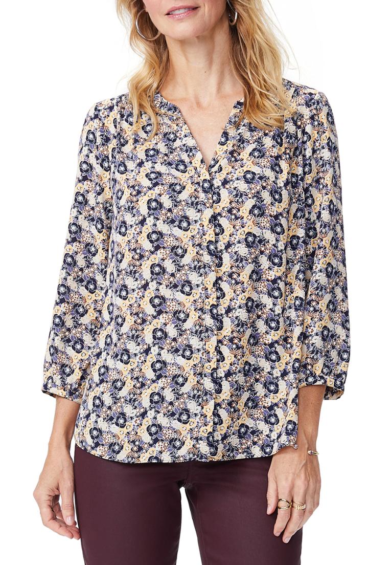 Women's Nydj Pleat Back Blouse - Coral