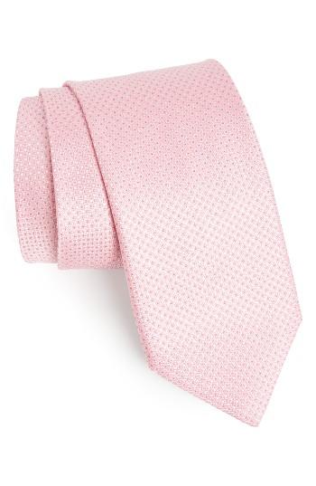 Men's Canali Micro Grid Silk Tie, Size - Pink