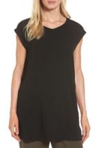 Women's Eileen Fisher Silk Crepe Tunic, Size - Black