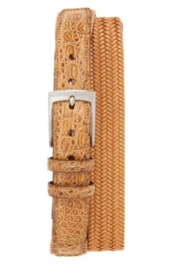 Men's Torino Belts Stretch Woven Leather Belt - Saddle