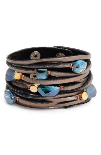 Women's Nakamol Design Shredded Leather & Crystal Bracelet