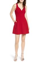 Women's Speechless Scuba Fit & Flare Dress - Red