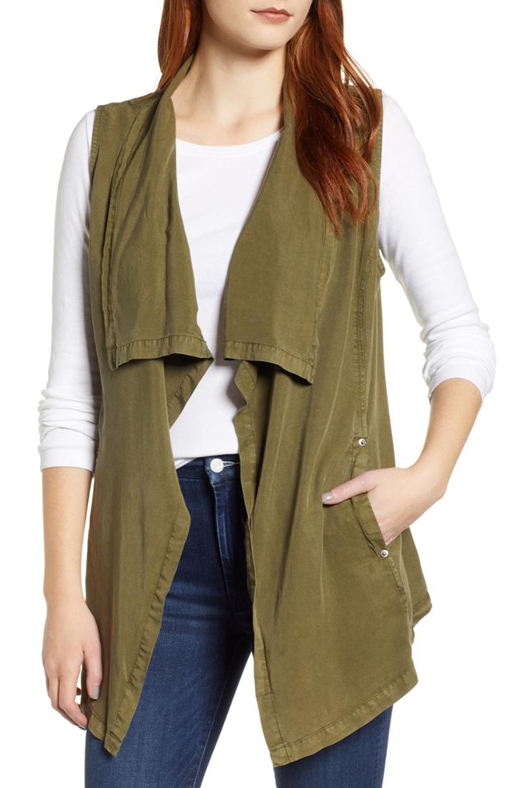 Women's Tdc Drape Front Vest - Green