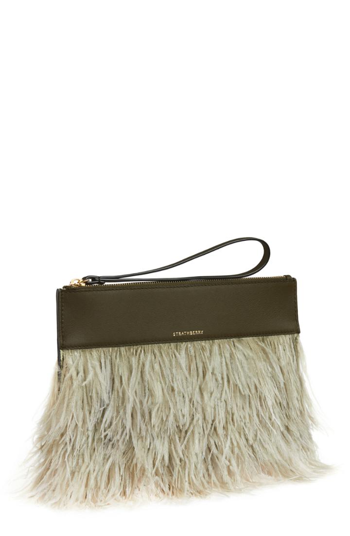 Strathberry Feather Wristlet Clutch - Green