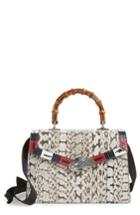 Gucci Medium Minerva Genuine Snakeskin Top Handle Bag - Grey