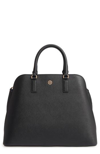 Tory Burch Robinson Leather Dome Satchel - Black