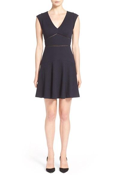 Women's Rebecca Taylor 'taylor' V-neck Fit & Flare Dress - Blue