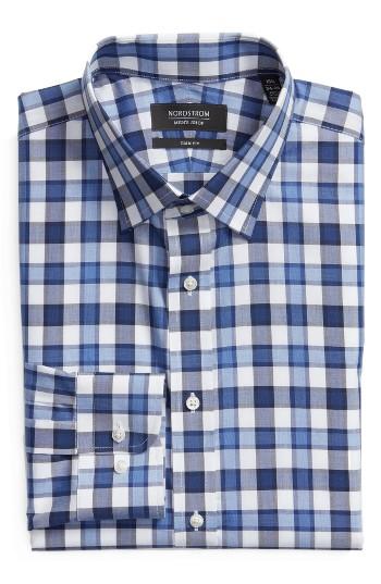 Men's Nordstrom Men's Shop Trim Fit Check Dress Shirt 32/33 - Blue