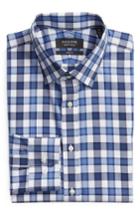 Men's Nordstrom Men's Shop Trim Fit Check Dress Shirt 32/33 - Blue