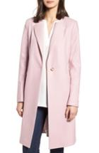 Women's Ted Baker London Collarless Straight Coat - Pink