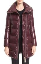 Women's Moncler 'joinville' Water Resistant High Collar Down Puffer Coat - Burgundy