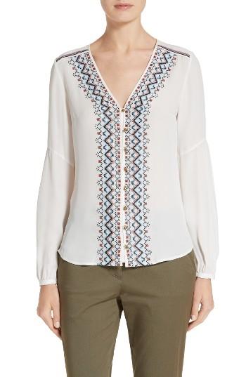 Women's Veronica Beard Dream Embroidered Silk Blouse