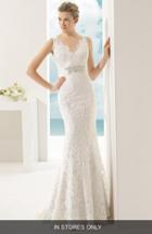 Women's Rosa Clara 'vigo' Beaded V-neck Lace Overlay Mermaid Dress