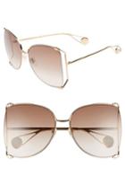 Women's Gucci 63mm Gradient Oversize Butterfly Sunglasses - Gold/ Gradient Brown