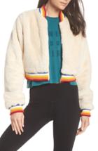 Women's Spiritual Gangster Furry Bomber Jacket - Brown