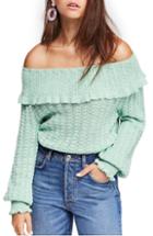 Women's Free People Crazy In Love Ruffle Off The Shoulder Top - Green