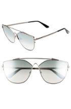 Women's Tom Ford Jacquelyn 64mm Cat Eye Sunglasses - Light Ruthenium/ Blue Mirror
