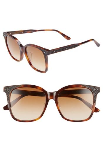 Women's Bottega Veneta 52mm Oversized Sunglasses - Havana