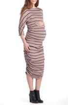 Women's Lilac Clothing Maternity Midi Dress - Beige