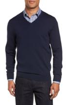 Men's Nordstrom Men's Shop V-neck Wool Sweater - Blue