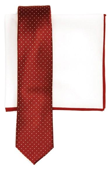 Men's The Tie Bar Dot Silk Skinny Tie & Cotton Pocket Square Style Box